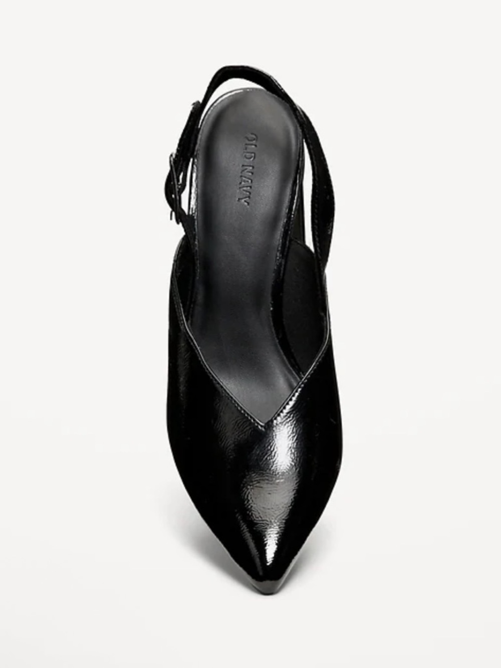Old Navy Black Patent Faux-Leather Pointed Slingback minimalist flats